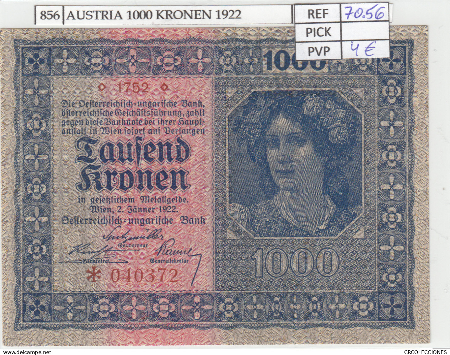BILLETE AUSTRIA 1.000 KRONEN 1922 P-78 - Andere - Europa