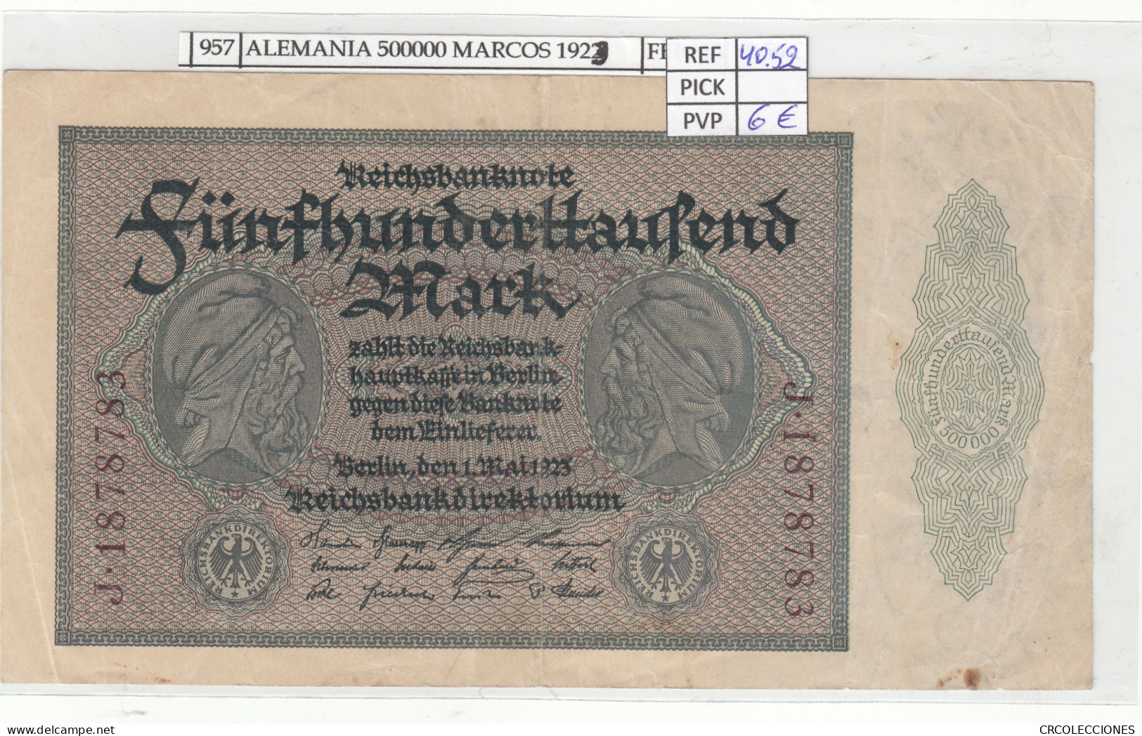 BILLETE ALEMANIA 500.000 MARCOS 1922 P-88a/1 - Other - Europe