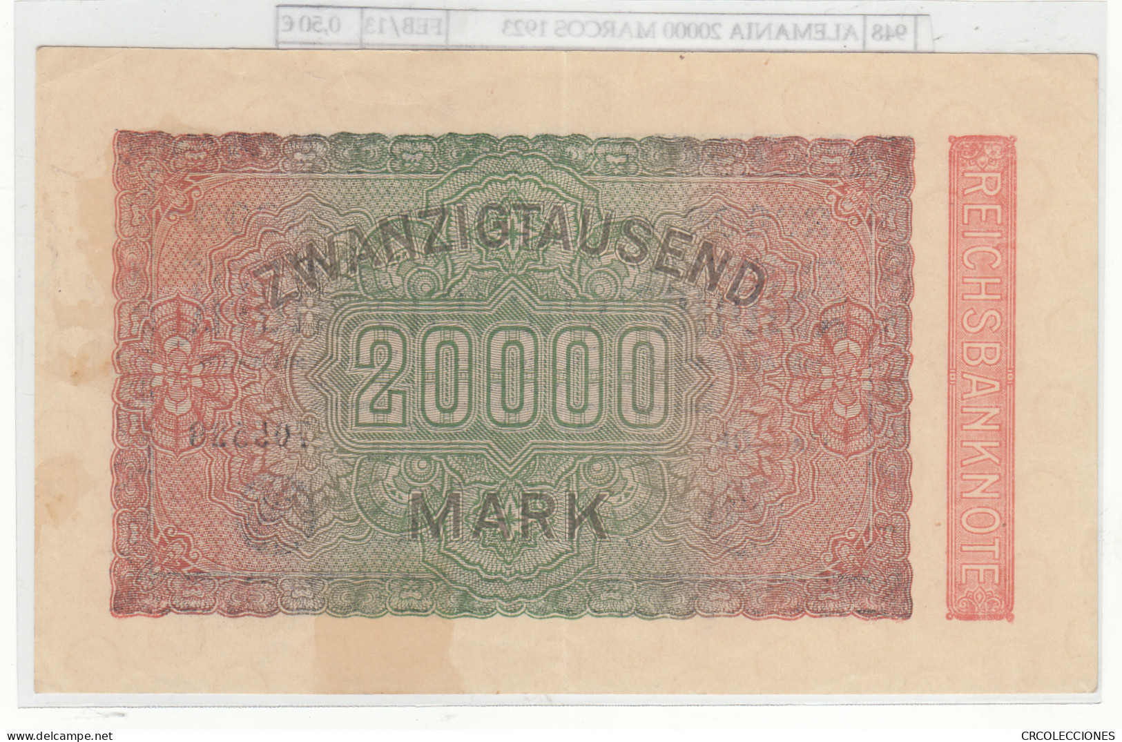 BILLETE ALEMANIA 20.000 MARCOS 1923 P-85a/2 - Other - Europe