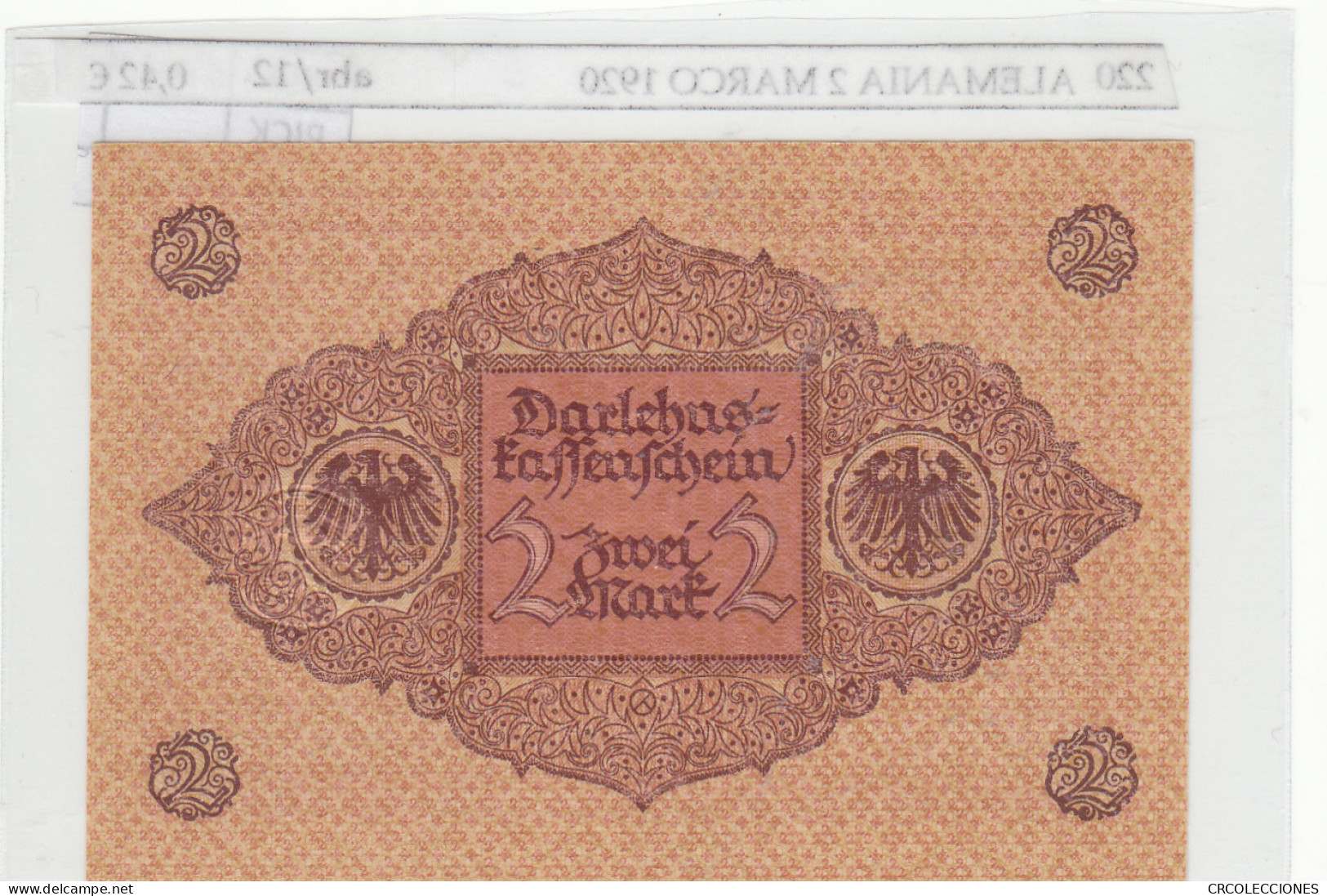 BILLETE ALEMANIA 2 MARCOS 1920 P-59 - Sonstige – Europa