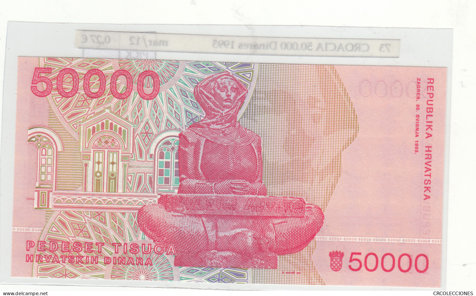 BILLETE CROACIA 50.000 DINARA 1993 P-26a - Sonstige – Europa