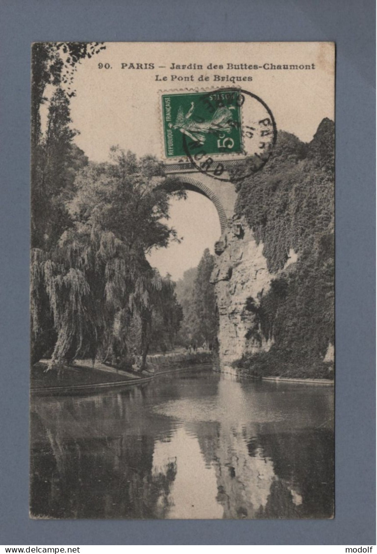 CPA - 75 - Paris - Jardin Des Buttes-Chaumont - Le Pont De Briques - Circulée En 1912 - Parks, Gärten