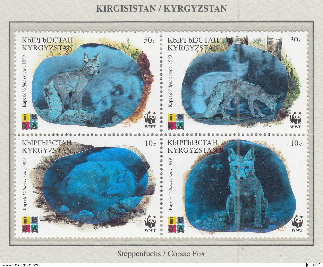 KYRGYSTAN 1999 WWF Animals Fox Hologram Mi 172-175 MNH(**) Fauna 603 - Otros & Sin Clasificación