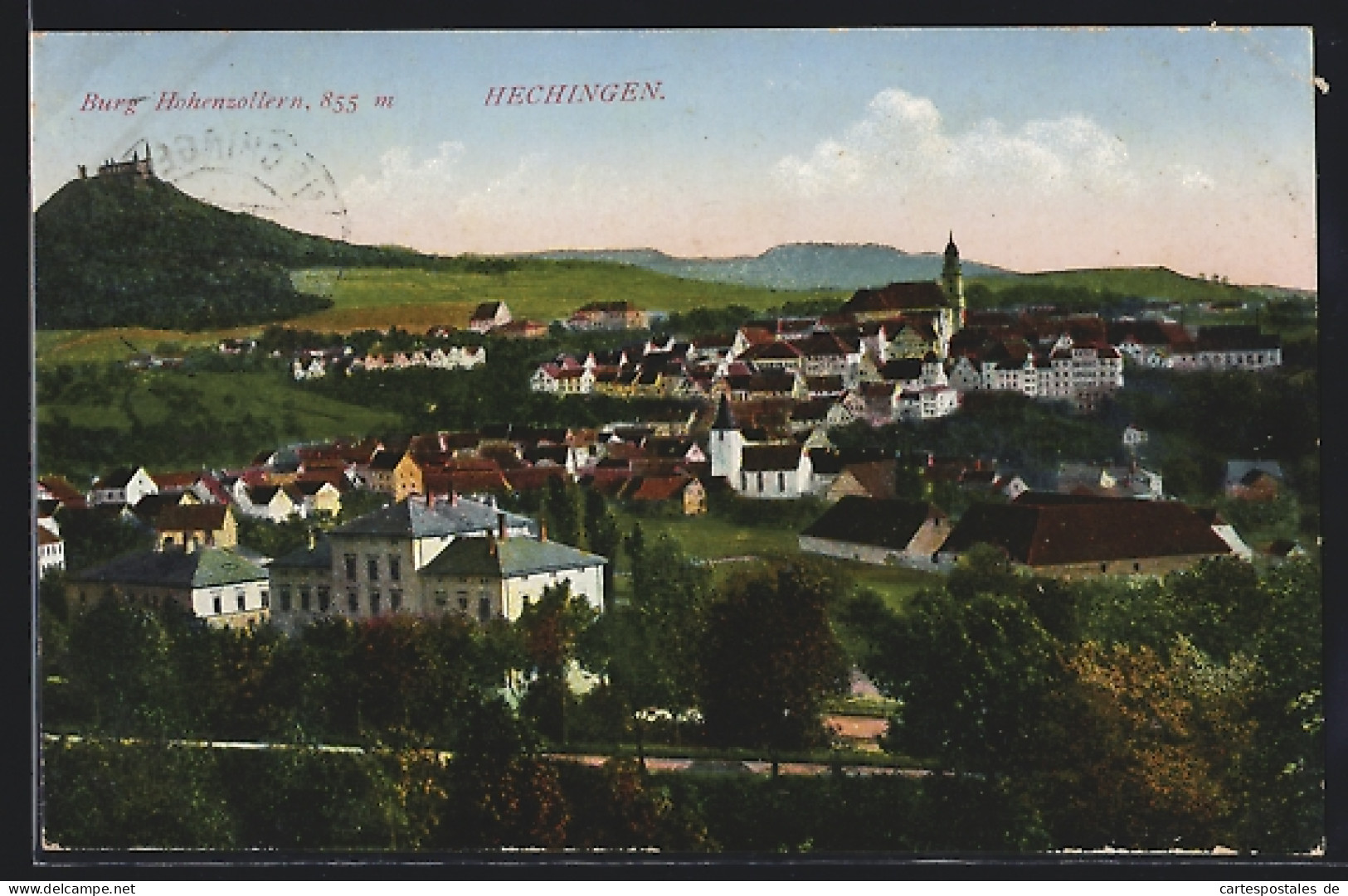 AK Hechingen, Ortsansicht Mit Burg Hohenzollern  - Hechingen