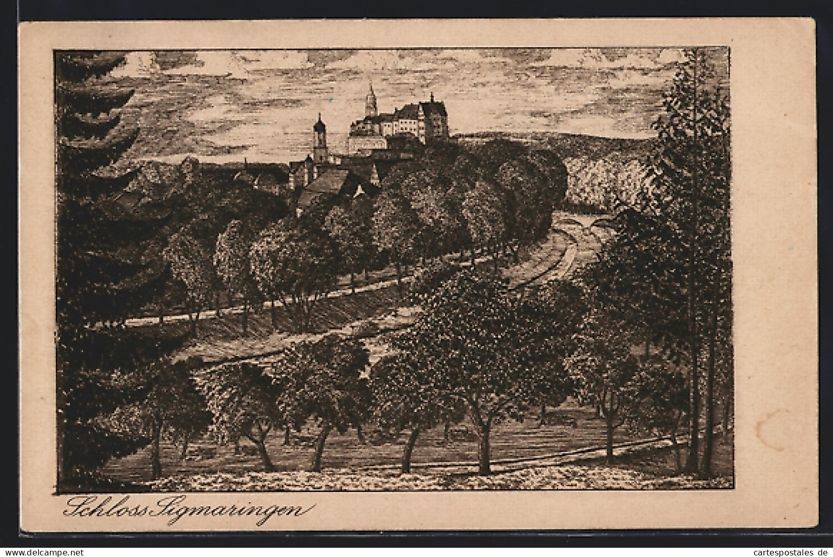 Künstler-AK Sigmaringen, Das Schloss Sigmaringen  - Sigmaringen