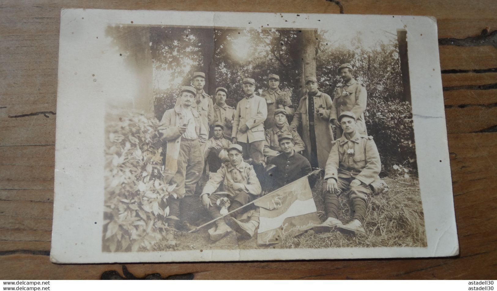 Carte Photo Groupe Avec Drapeau 415e De Ligne ...... 14939 - War 1914-18