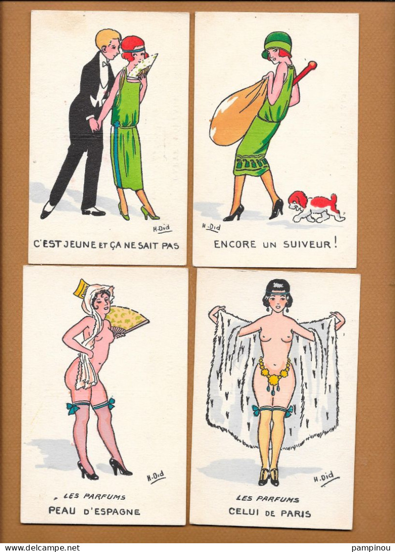 Lot 4 Cpa Illustrées DID. Humour, Femmes Nues, Les Parfums - Otros & Sin Clasificación