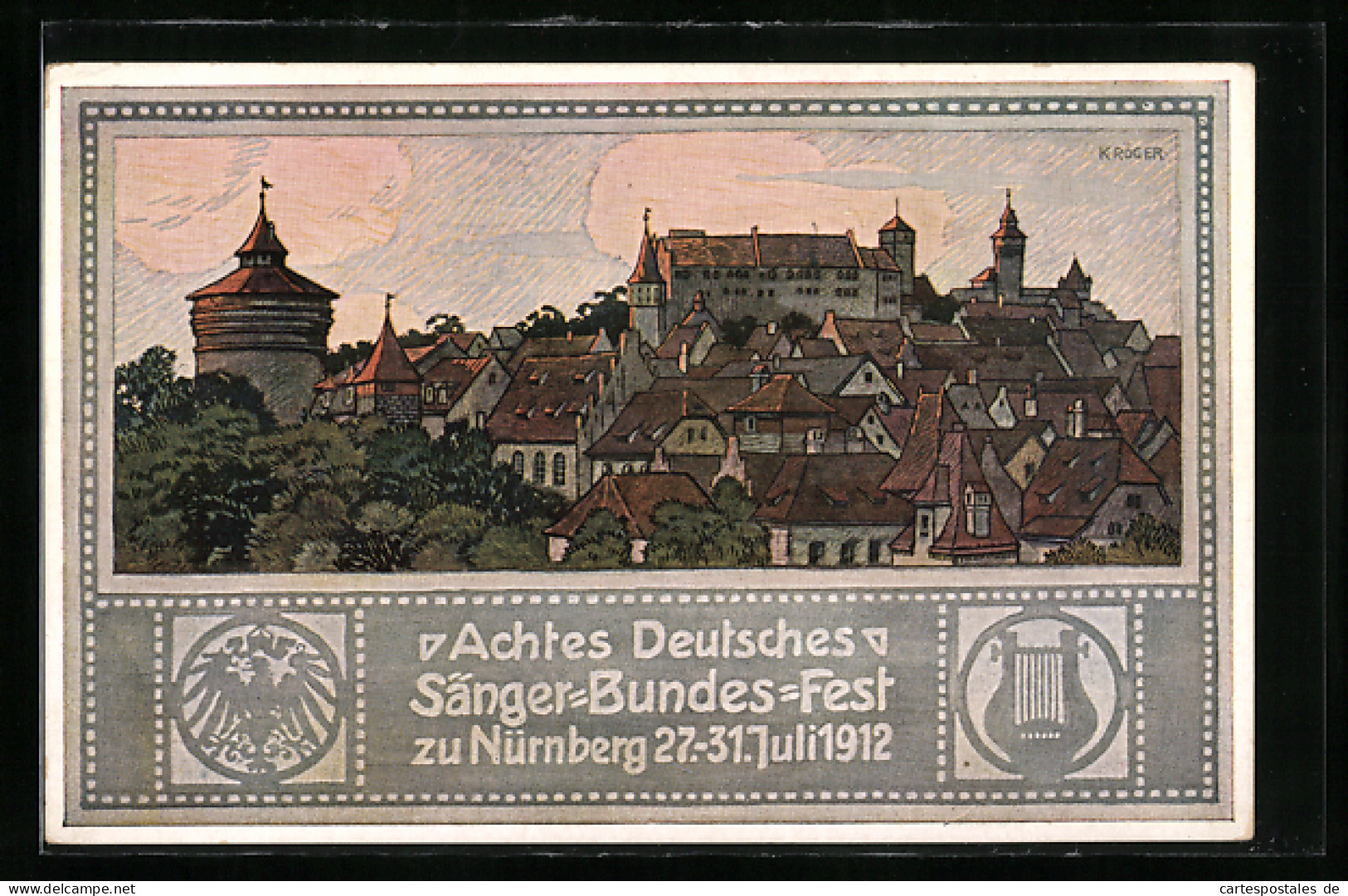 Künstler-AK Nürnberg, 8. Deutsches Sänger-Bundes-Fest Vom 27.-31. Juli 1912  - Autres & Non Classés