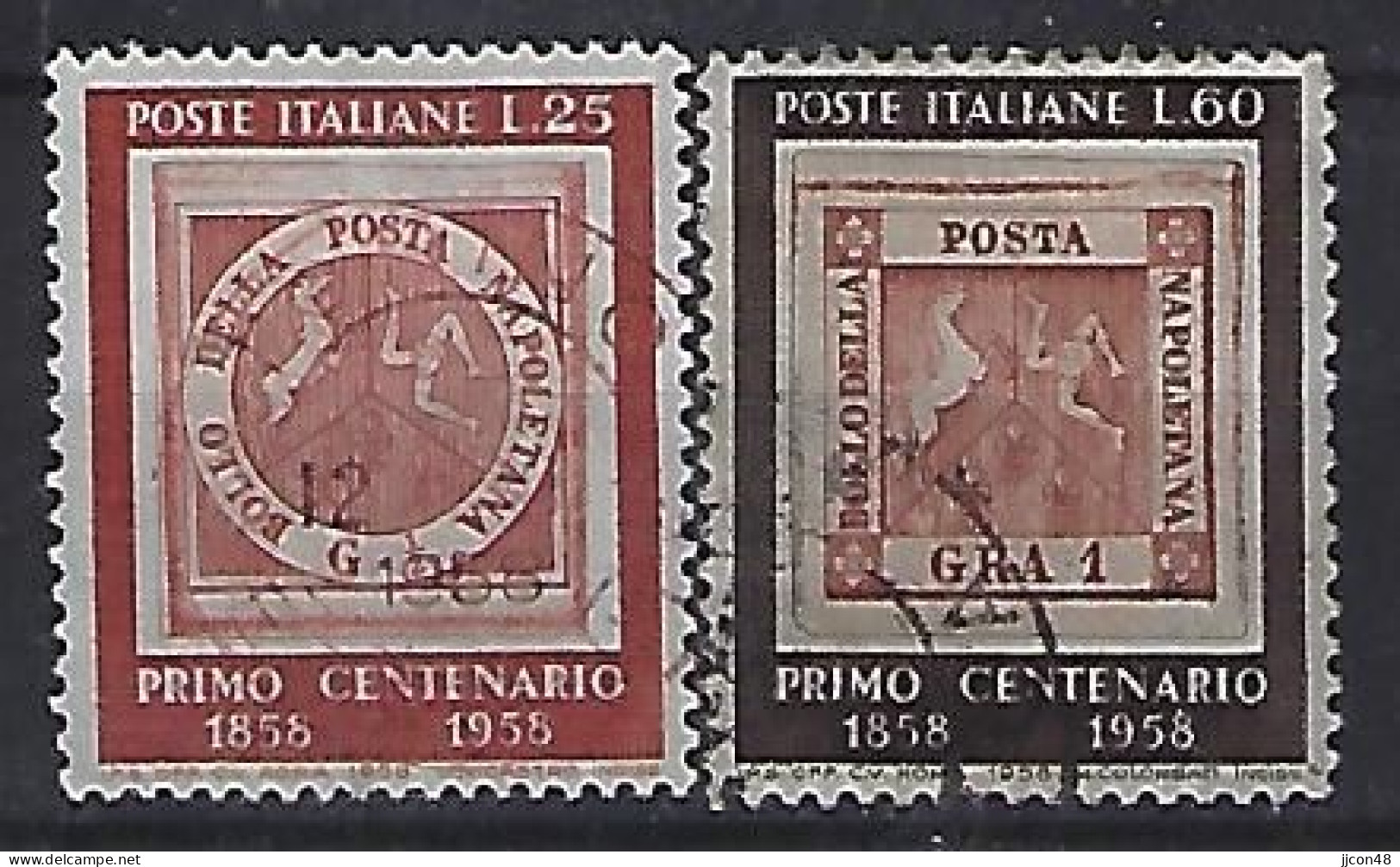 Italy 1958  100 Jahre Briefmarken Von Neapel  (o) Mi.1018-1019 - 1946-60: Used