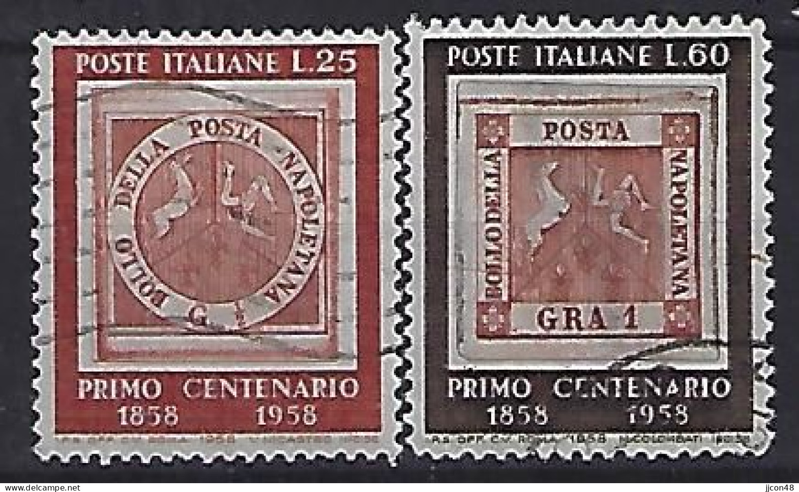 Italy 1958  100 Jahre Briefmarken Von Neapel  (o) Mi.1018-1019 - 1946-60: Usati