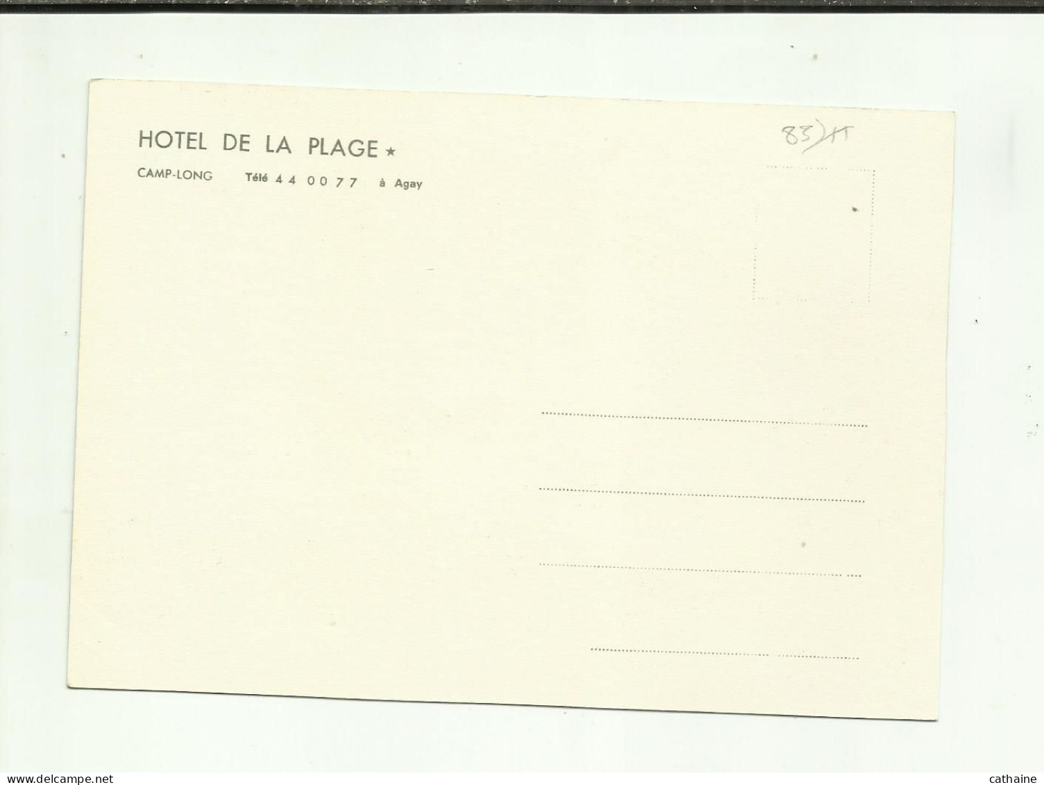 83  AGAY . CAMP LOMG . HOTEL DE LA PLAGE . ET SE TERRASSE . RESTAURANT - Otros & Sin Clasificación