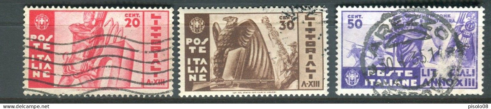 REGNO 1935 LITTORIALI  SERIE CPL. USATA - Afgestempeld