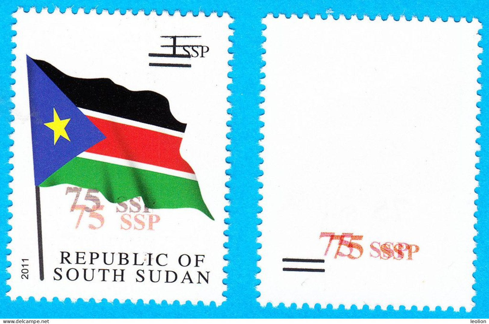 SOUTH SUDAN Surcharged Overprints Printing Trial 75 SSP On 1 SSP National Flag Stamp SOUDAN Du Sud Südsudan - Stamps