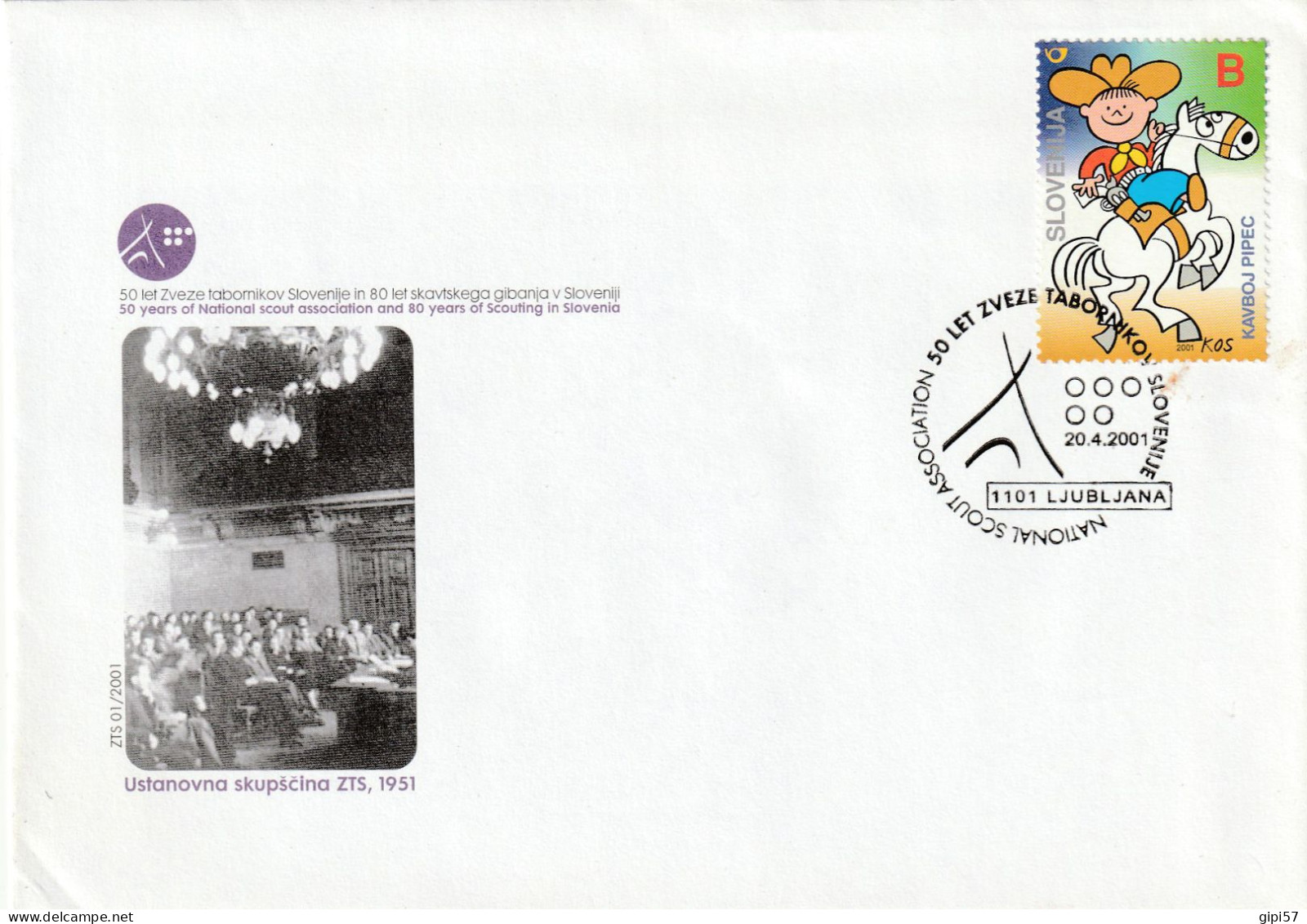 SCOUT 50. ASSOCIATION ANNIVERSARY SLOVENIA 2001 FDC SPECIAL CANCEL LUBIANA - Slovenia