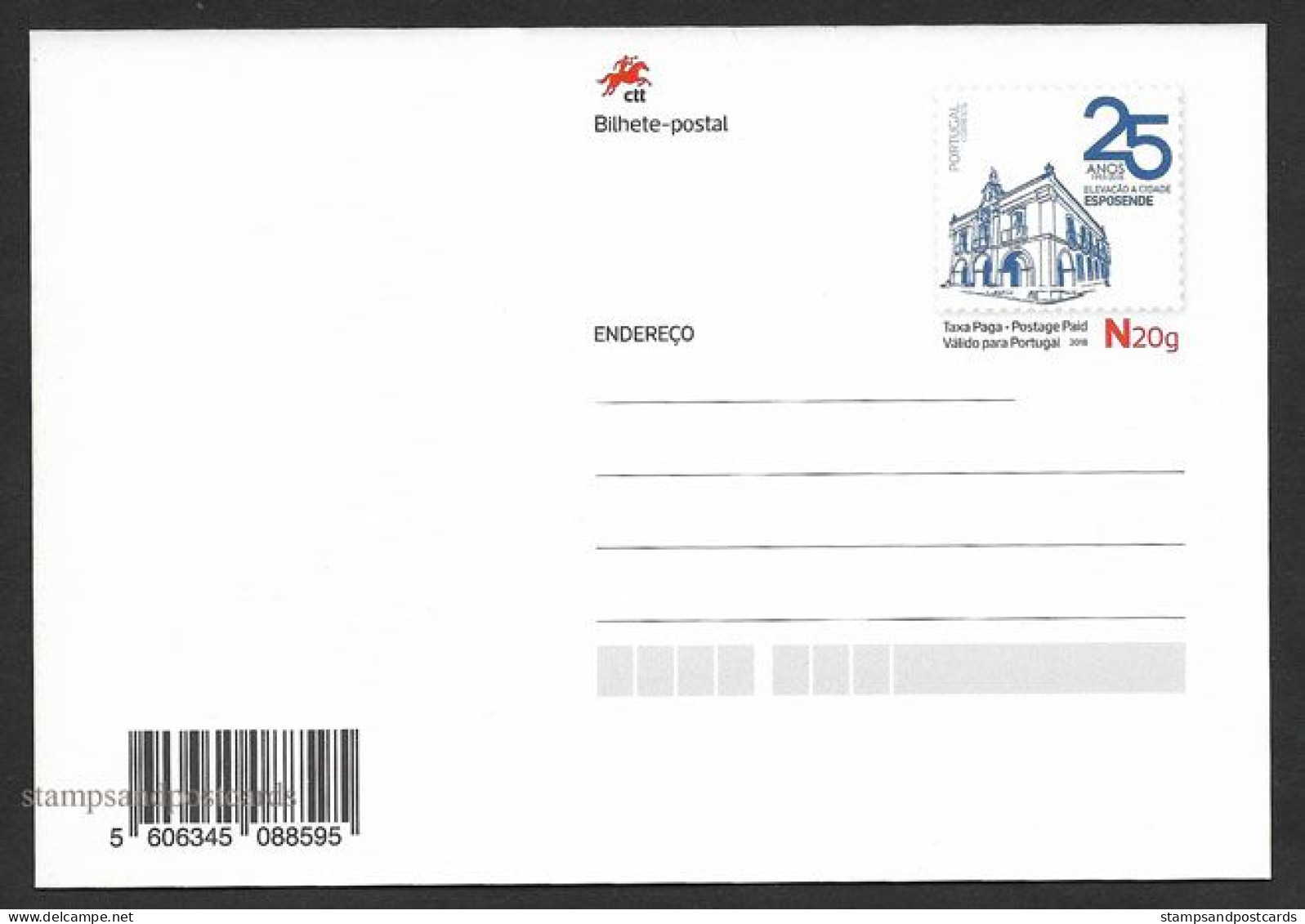 Portugal Entier Postal 2018 Esposende 25 Ans De Ville Phare Stationery Esposende 25 Years City Lighthouse - Faros