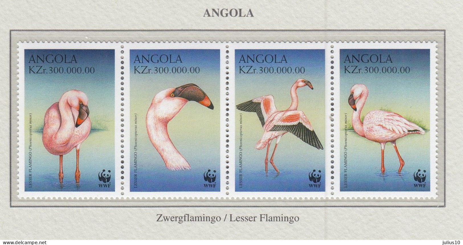 ANGOLA 1999 WWF Birds Flamingo Mi 1321 - 1324 MNH(**) Fauna 606 - Cigognes & échassiers