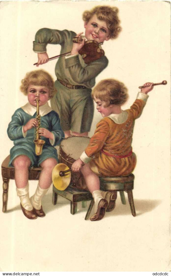 Illustrateur Un Trio D'enfants Musiciens Violon Flurre Rambour RV - Szenen & Landschaften