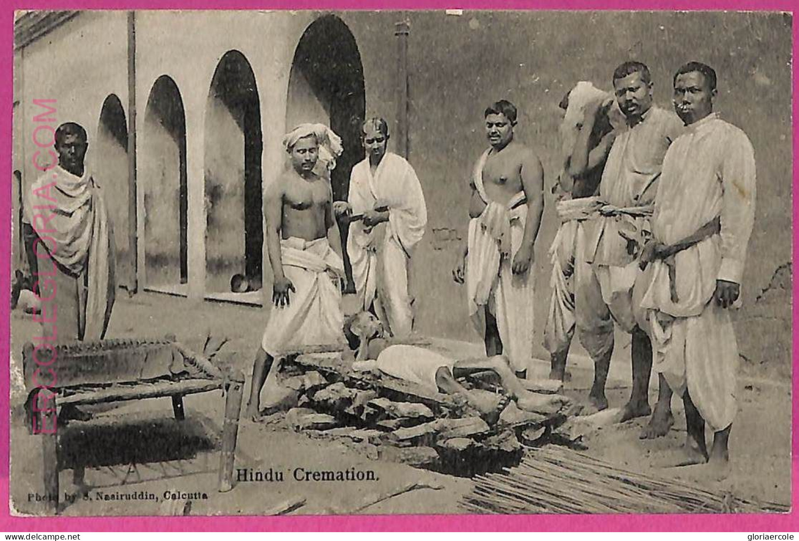 Ag3818  - INDIA - VINTAGE POSTCARD - 1905 -  ETHNIC, Hindu Cremation - Indien