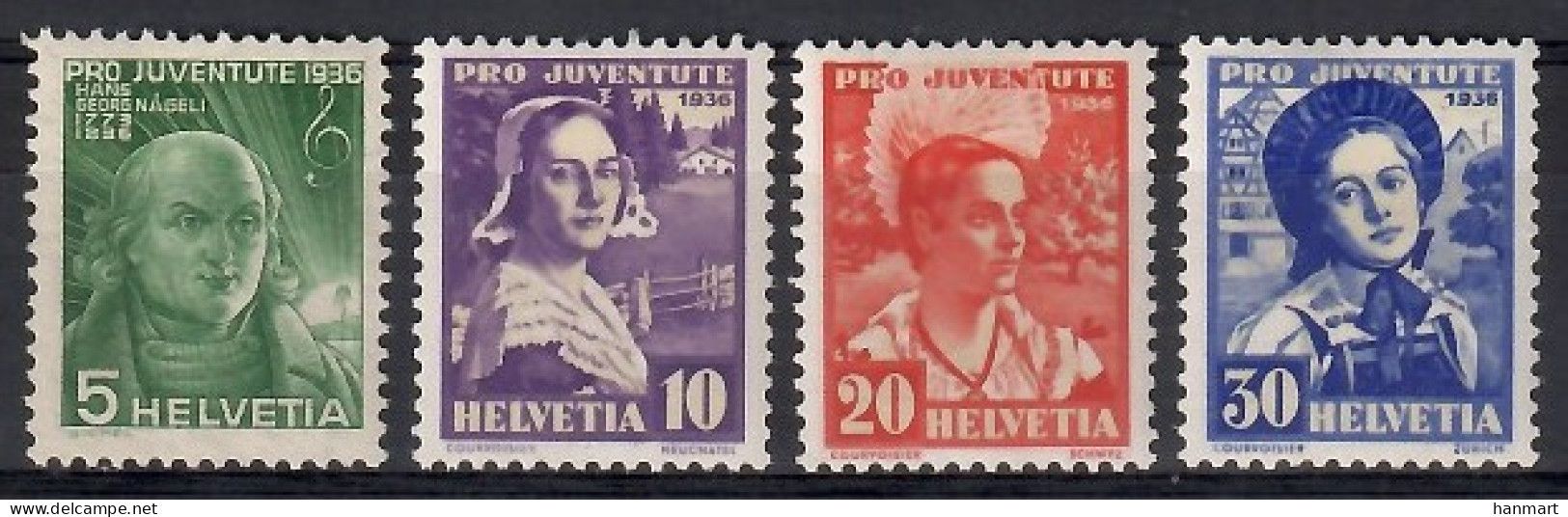 Switzerland 1936 Mi 306-309 Mh - Mint Hinged  (PZE1 SWT306-309) - Mujeres Famosas