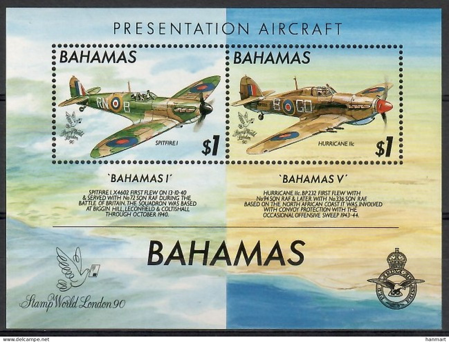 Bahamas 1990 Mi Block 61 MNH  (ZS2 BHMbl61) - Airplanes
