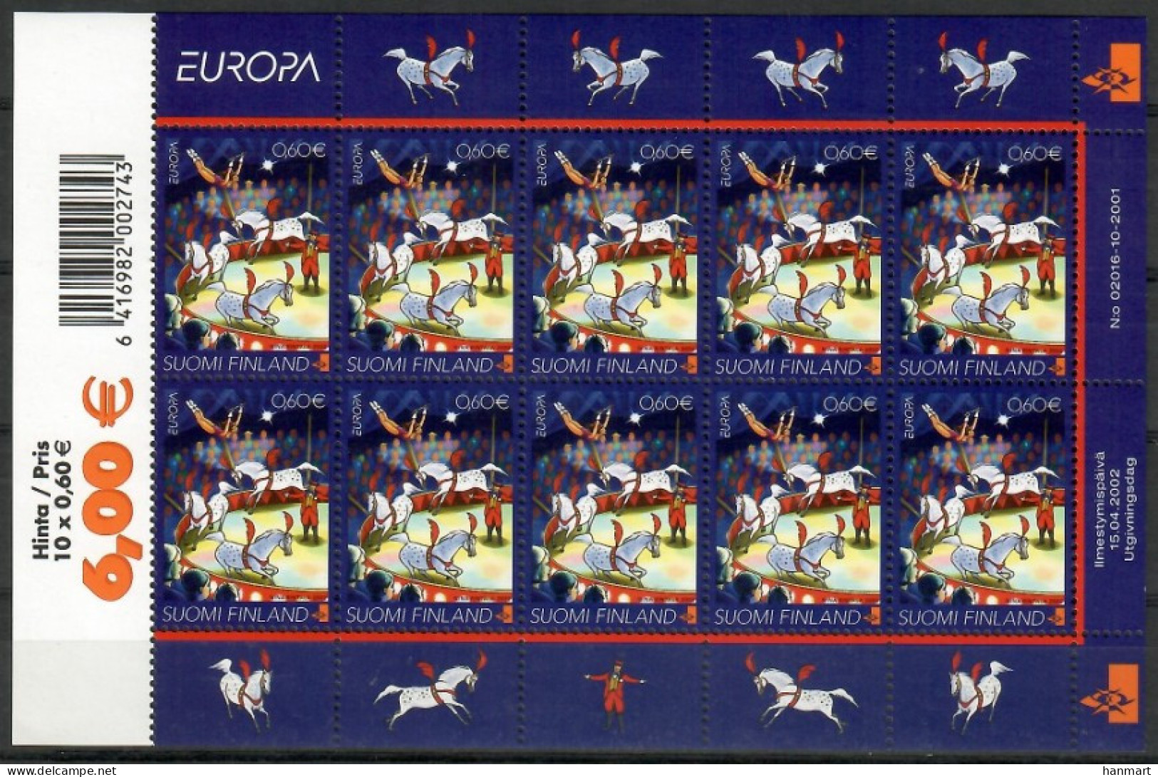 Finland 2002 Mi Sheet 1623 MNH  (ZE3 FNLark1623) - Pferde