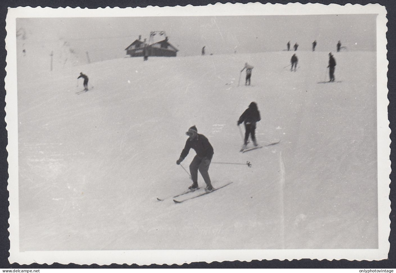 Gruppo Di Sciatori Su Pista In Montagna Da Identificare, 1950 Foto Epoca - Lugares