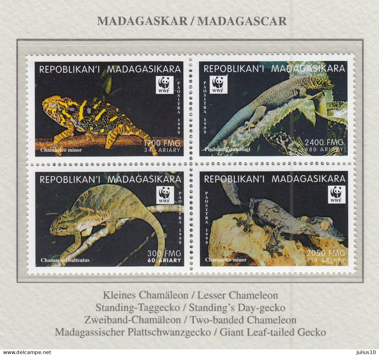 MADAGASCAR 1999 WWF Chameleon Mi 2313-2316 MNH(**) Fauna 607 - Autres & Non Classés