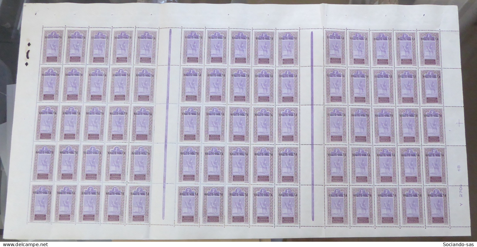 HAUTE-VOLTA - 1920 - N°YT. 1 - Targui 1c Violet-brun - Feuille Complète - Neuf Luxe ** / MNH / Postfrisch - Unused Stamps