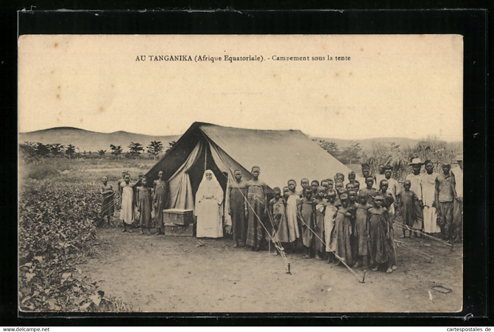 AK Au Tanganica, Campement Sous La Tente, Missionare Mit Kindern  - Autres & Non Classés