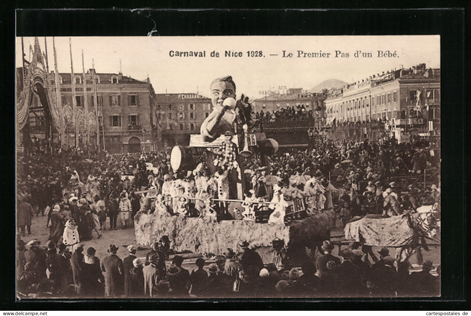 AK Nice, Carneval 1928, Le Premier Pas D`un Bébé, Festwagen Zu Fasching  - Carnaval