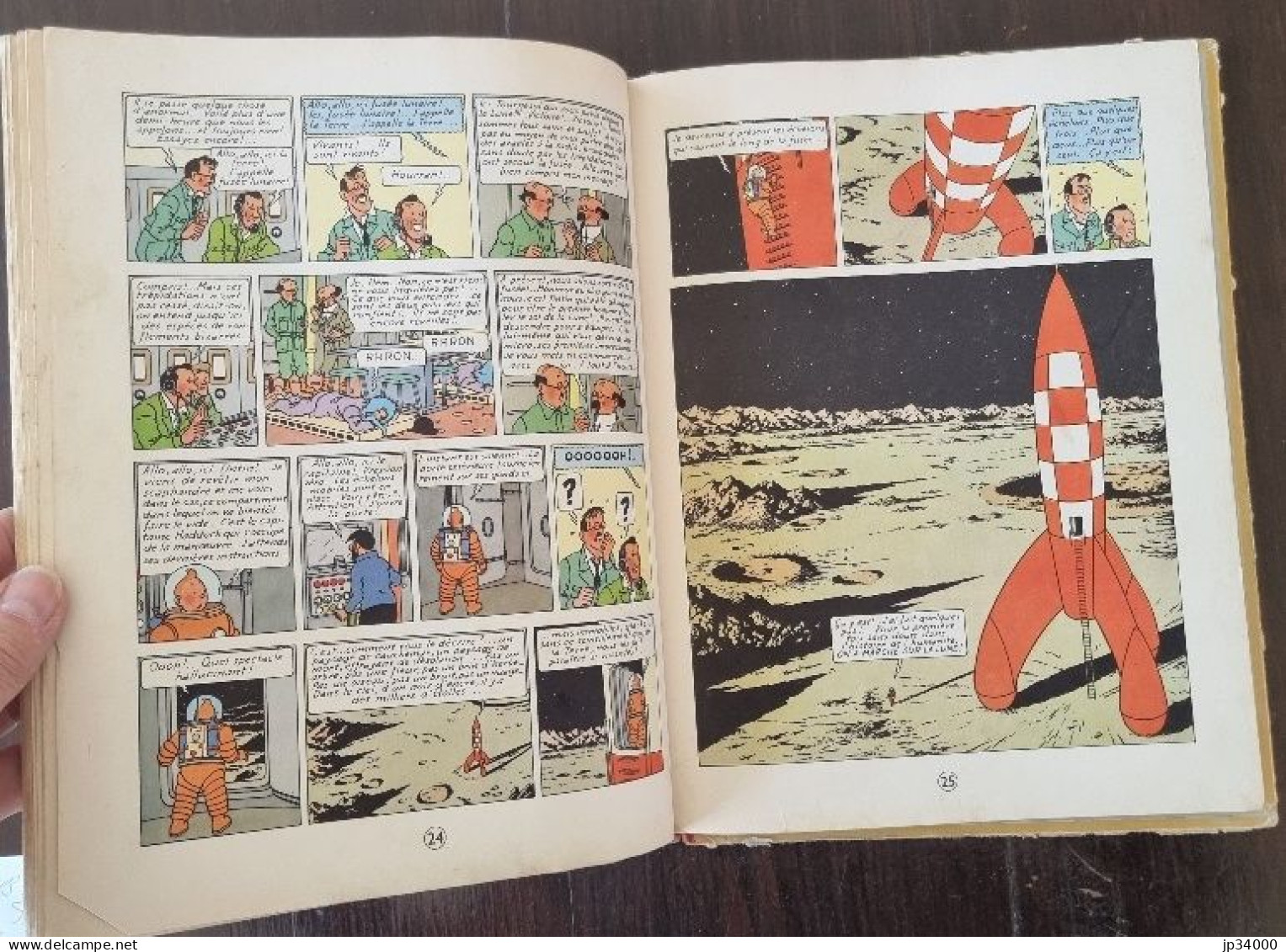 Hergé Tintin ON A MARCHE SUR LA LUNE. B25. Edition 1958. Ed Casterman (Dos toilé