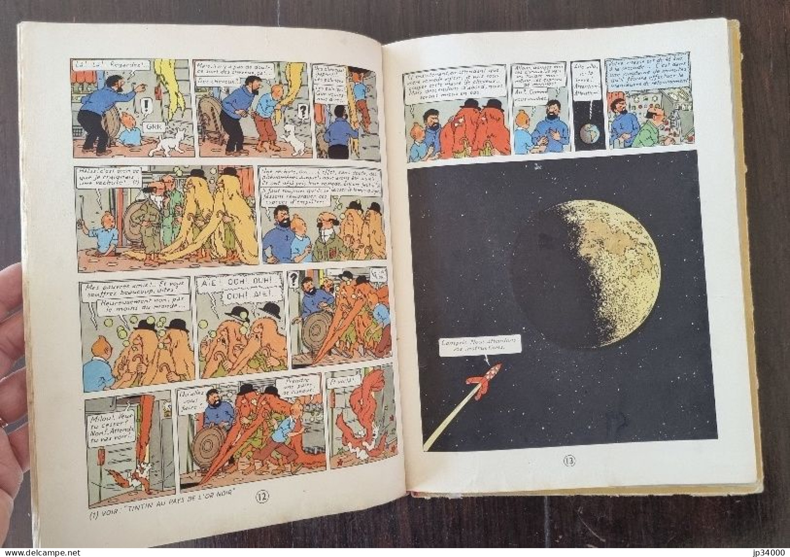 Hergé Tintin ON A MARCHE SUR LA LUNE. B25. Edition 1958. Ed Casterman (Dos toilé