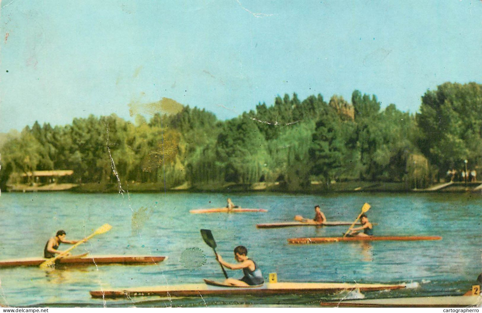 Navigation Sailing Vessels & Boats Themed Postcard Romania Lake Kayak Sport Training - Velieri