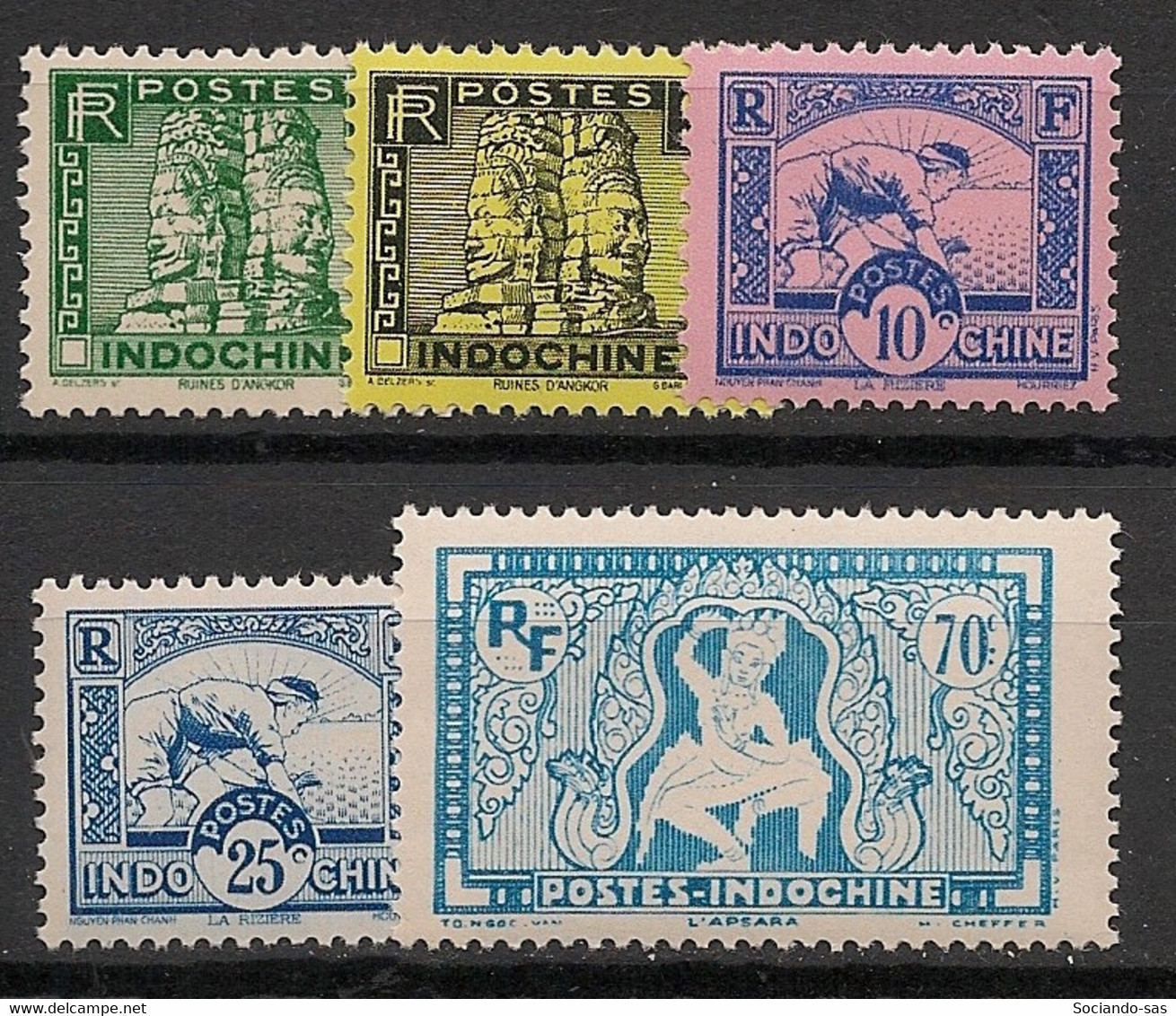 INDOCHINE - 1941 - N°YT. 214 à 218 - Série Complète - Neuf Luxe ** / MNH / Postfrisch - Ongebruikt