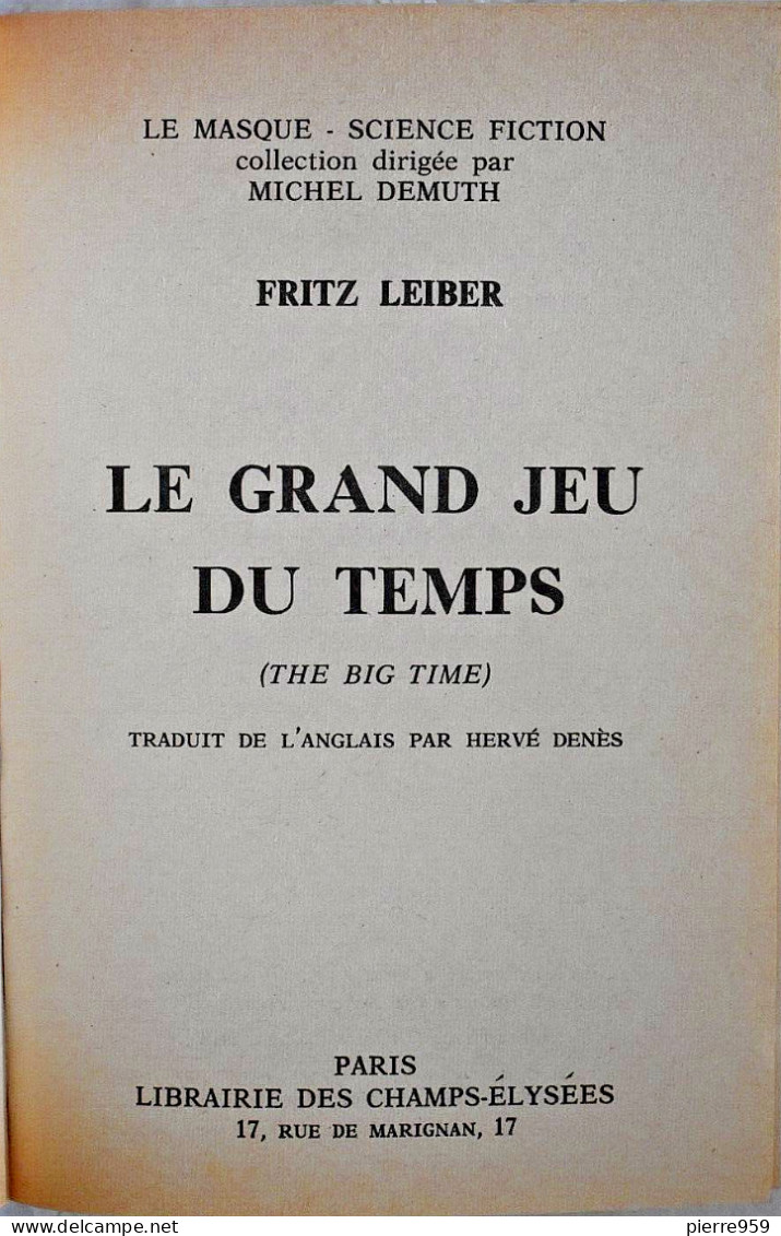 Le Grand Jeu Du Temps - Fritz LEIBER - Le Masque SF