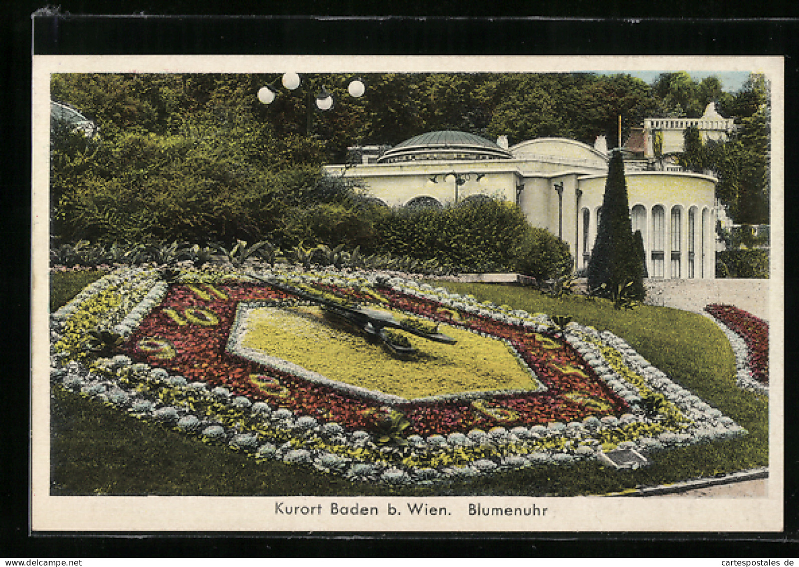 AK Baden B. Wien, Blick Zur Blumenuhr  - Astronomía