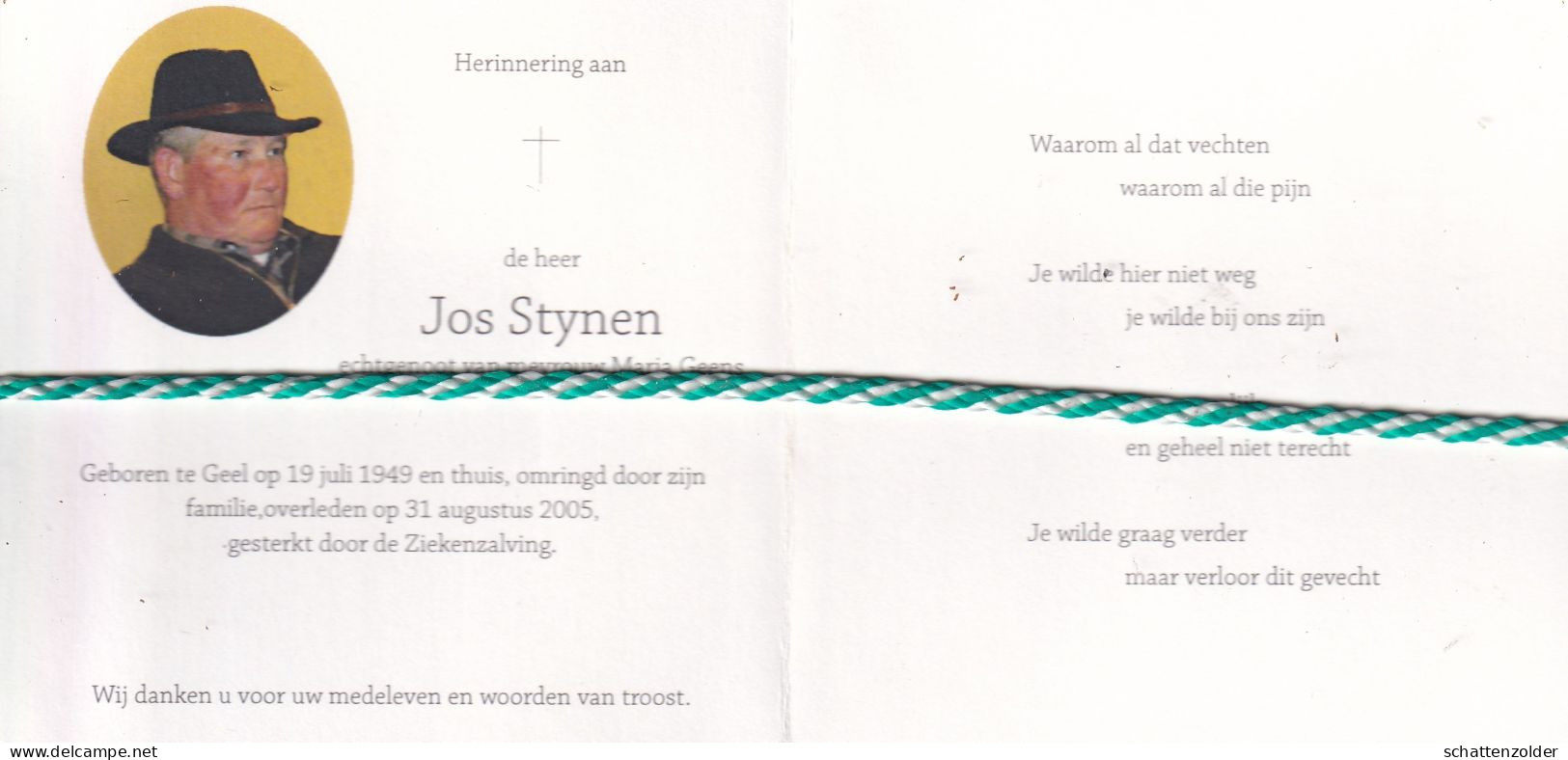 Jos Stynen-Geens, Geel 1949, 2005. Foto - Obituary Notices