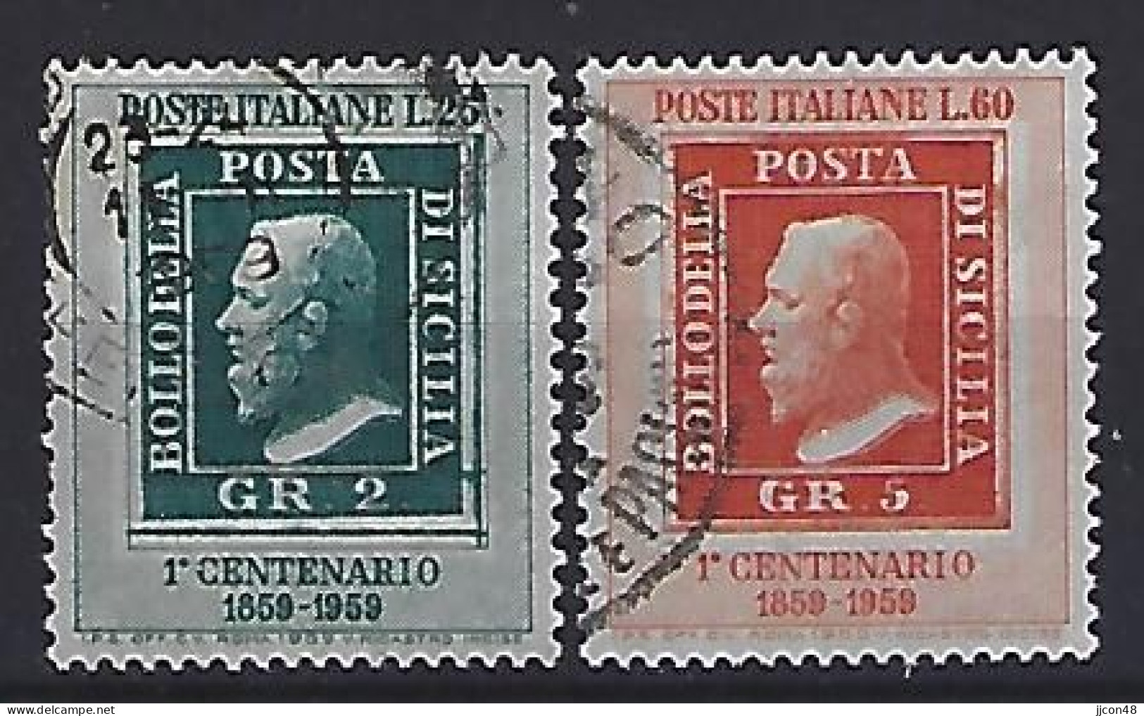 Italy 1959  100 Jahre Briefmarken Von Sizilien  (o) Mi.1029-1030 - 1946-60: Used