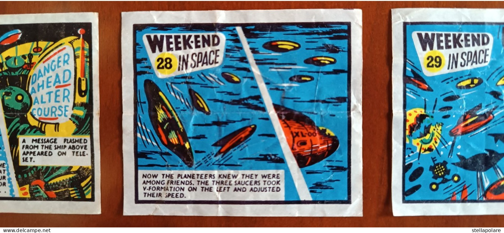 Space Encyclopaedia  Week-end in Space 24/48 wax wrappers  Anglo American Bell Boy bubble gum about 1960