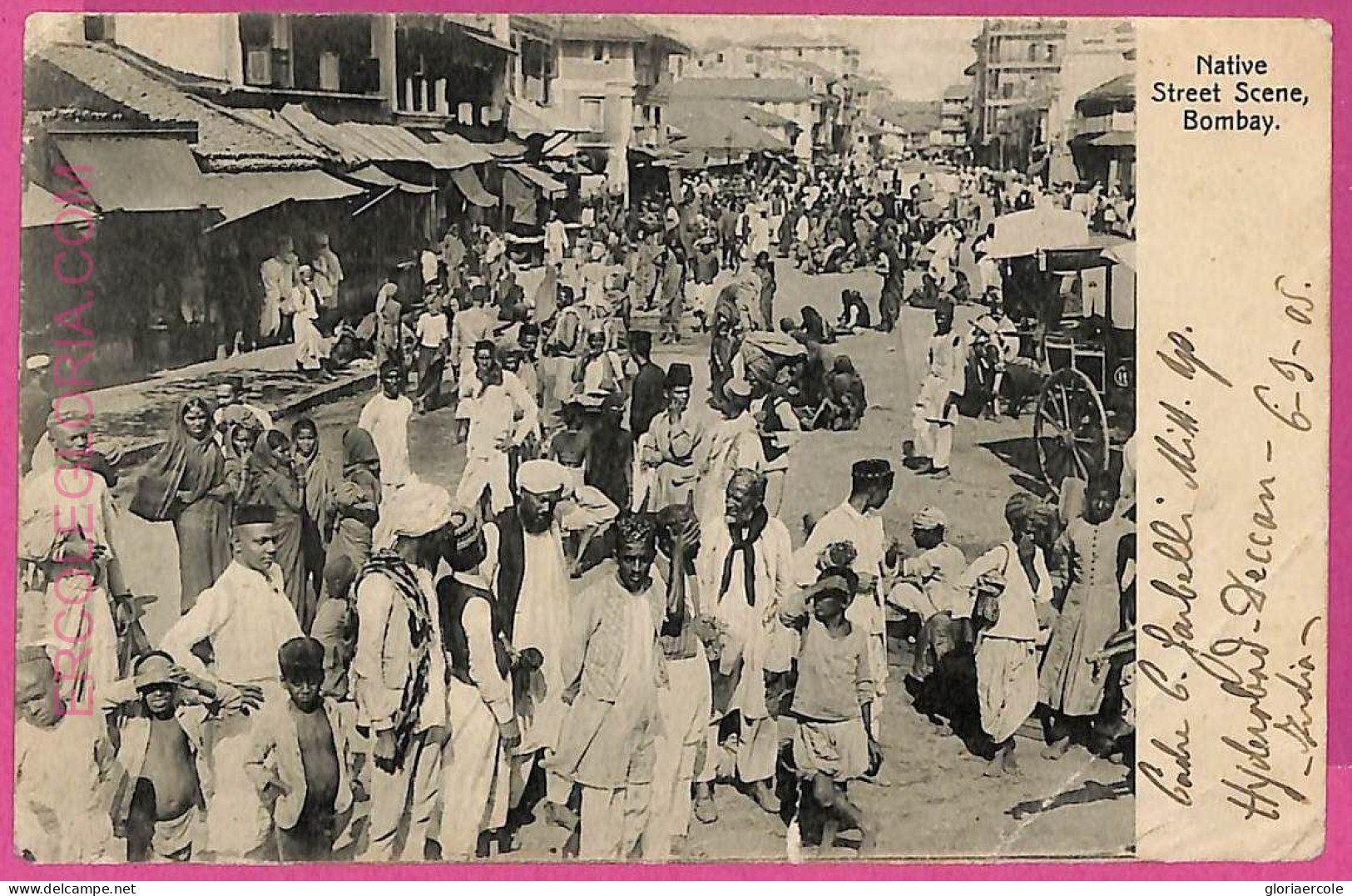 Ag3832  - INDIA - VINTAGE POSTCARD -  Bombay, Native Street Scene - Indien