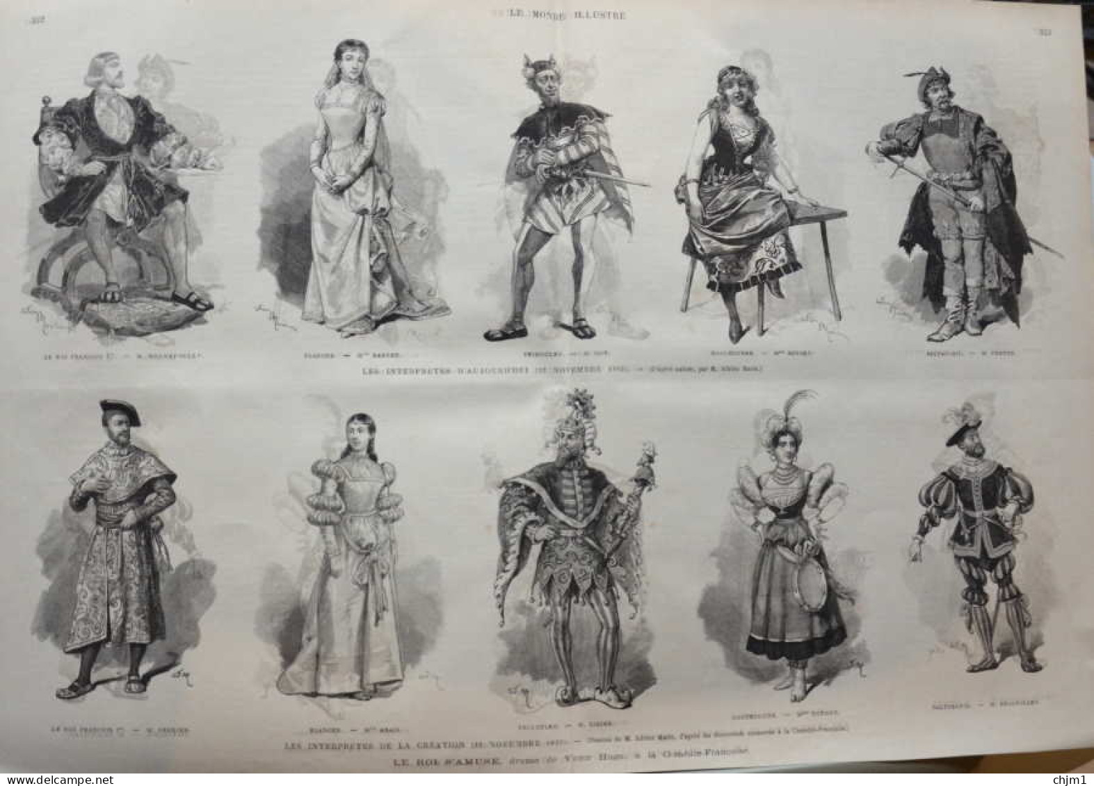 LE ROI S'AMUSE, Drame De Victor Hugo - Maguelonne, Mme Dupont - Saltabadil, M. Beauvallet -  Page Original 1882 - Historische Dokumente