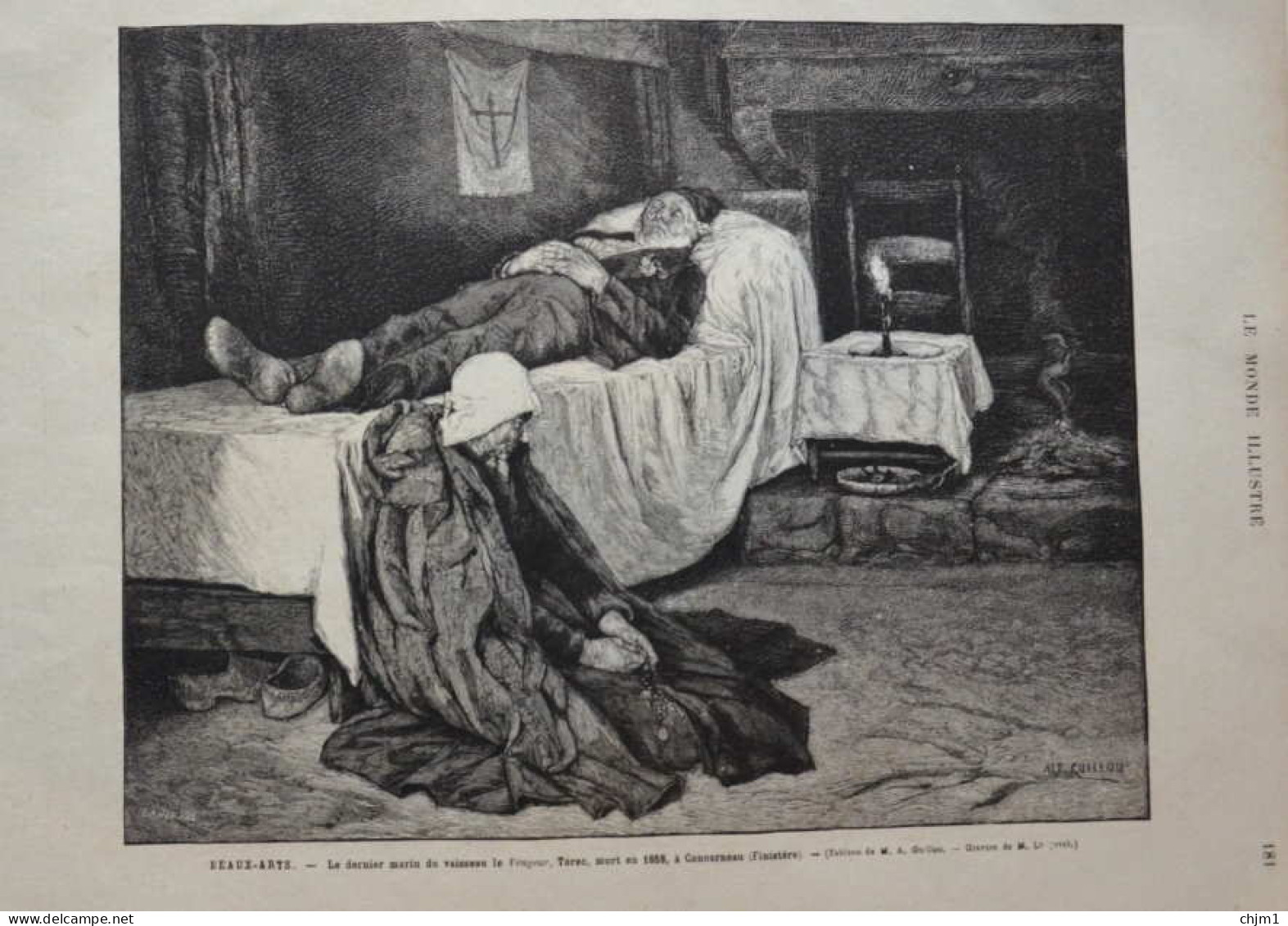 Le Dernier Marin Du Vaisseau Le VENGEUR, Torec, Mort En 1858 à Concarneau (Finistère) - Page Original 1882 - Historical Documents