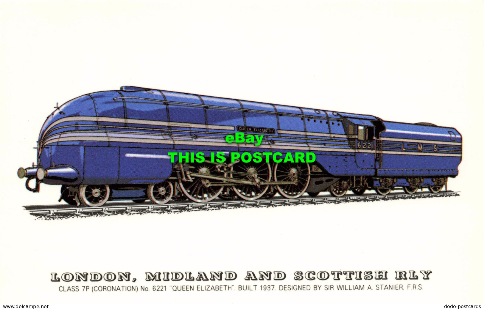 R571401 London Midland And Scottish Rly. Class 7P. No. 6221. Queen Elizabeth. 19 - Otros & Sin Clasificación