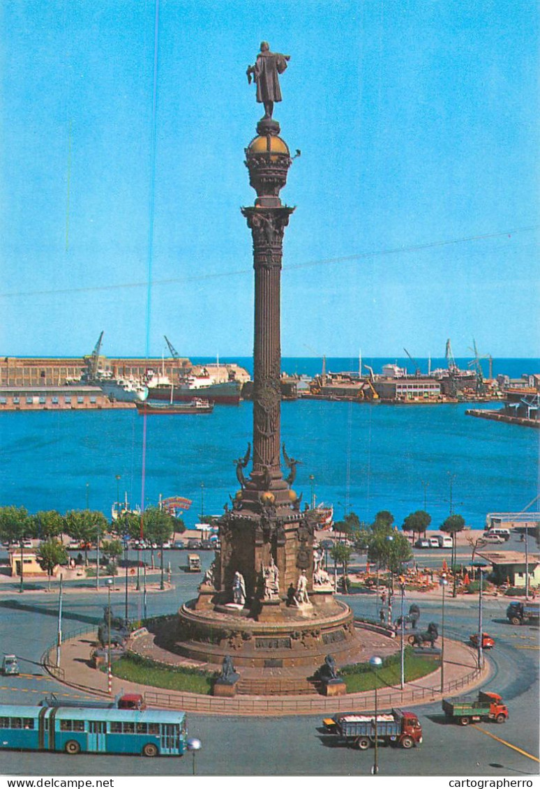 Navigation Sailing Vessels & Boats Themed Postcard Barcelona Columb Monument - Velieri