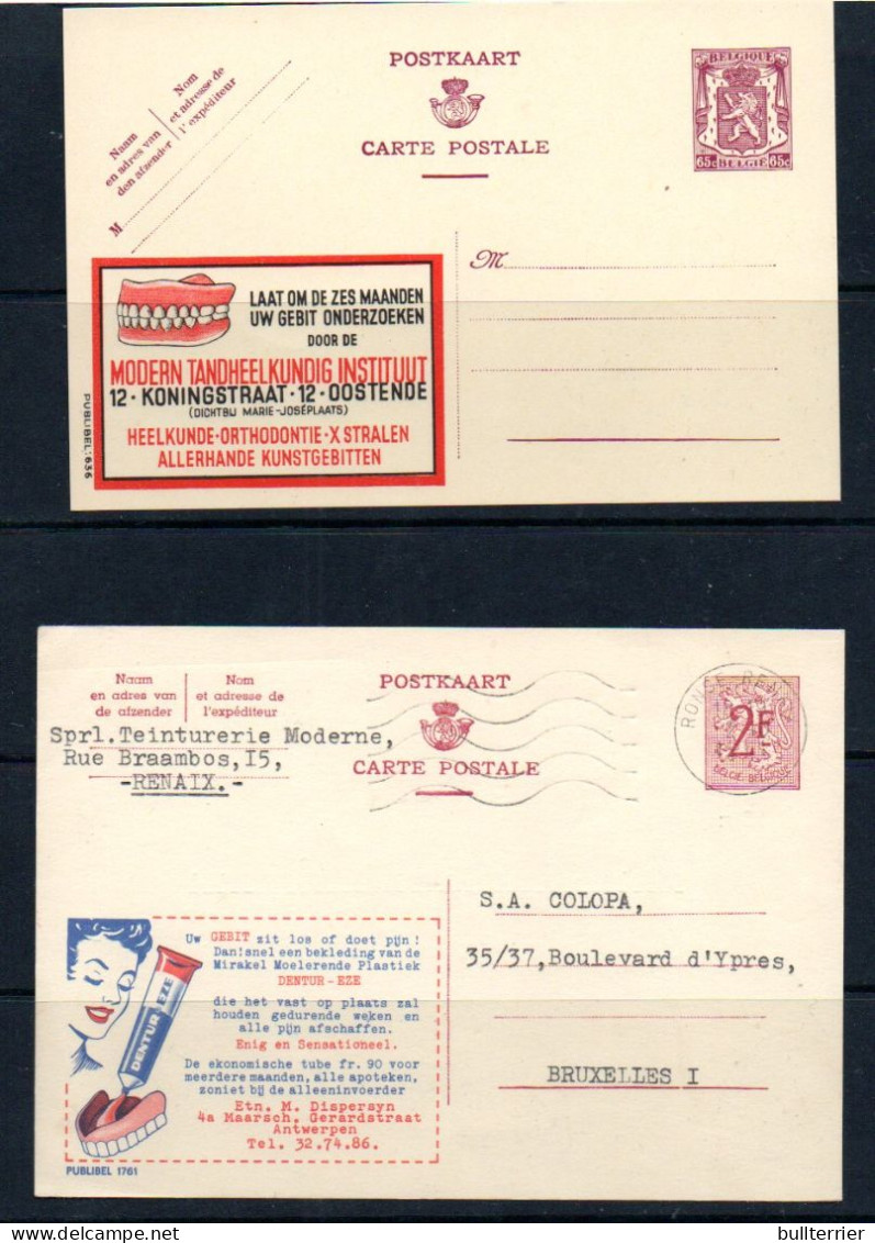 DENTISTRY  - BELGIUM - 2  ADVERTISEMENT CARDS FOR DENISTRY - Altri & Non Classificati