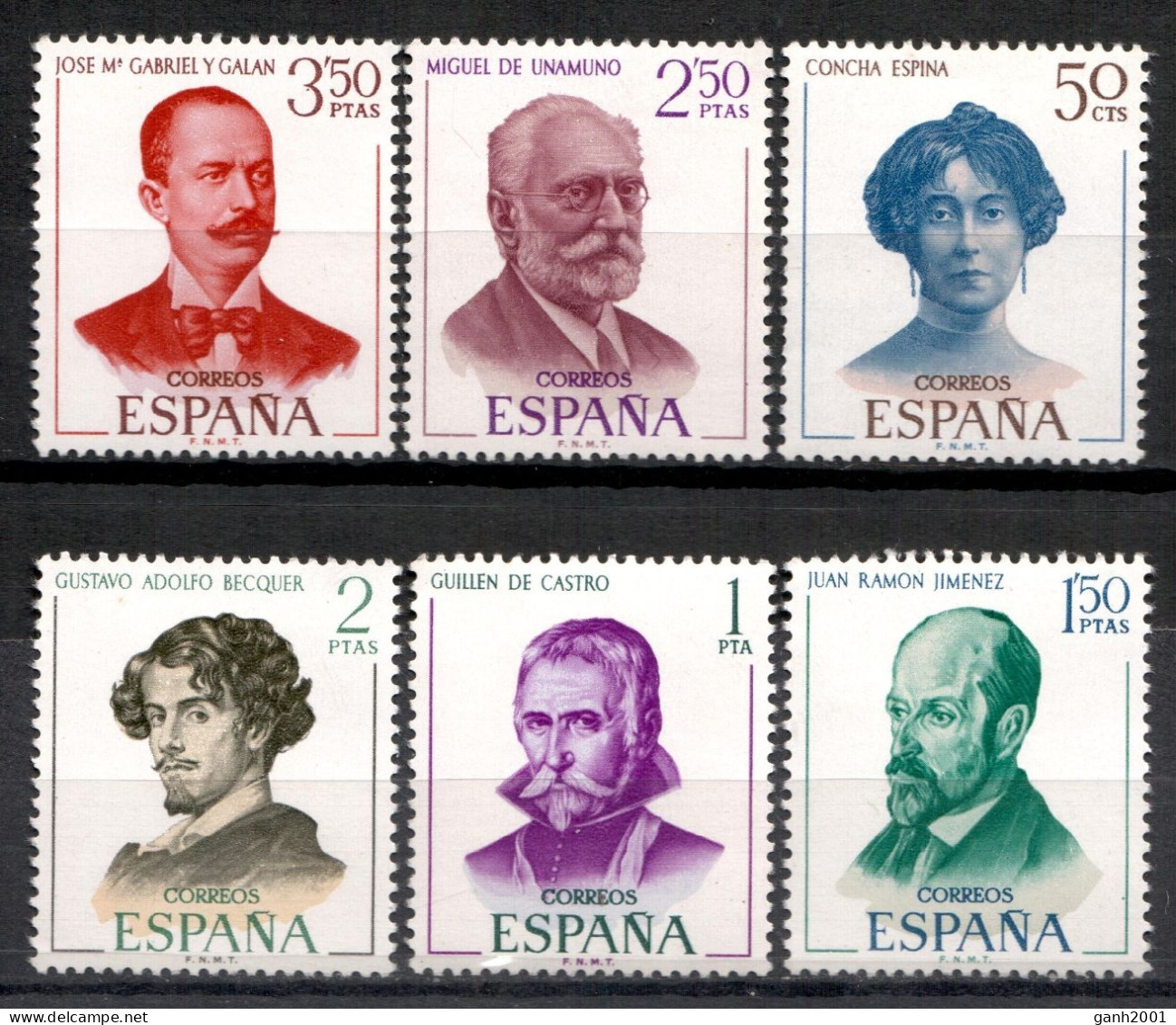 Spain 1970 España / Writers Authors J.R. Jimenez Nobel Prize In Literature MNH Escritores Schriftsteller / If64  36-7 - Schrijvers