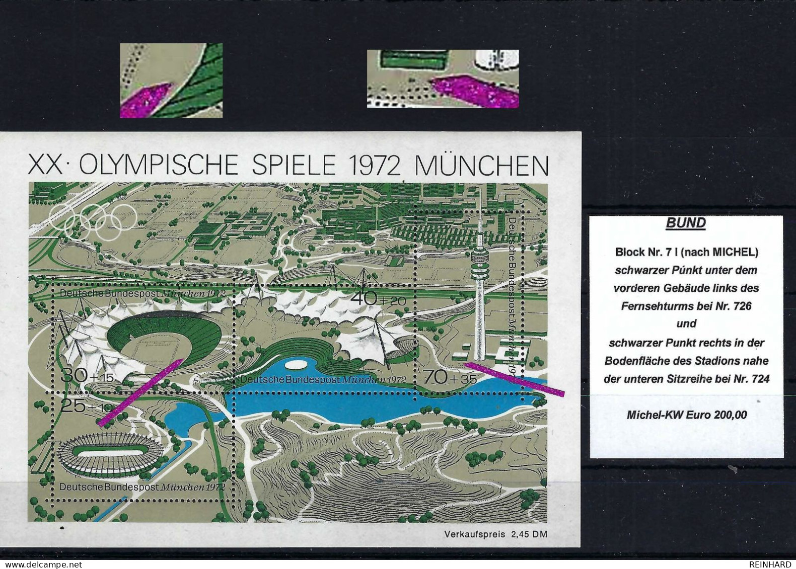 BUND - Block Mi-Nr. 7 I Postfrisch - 2 Plattenfehler - MICHEL-KW Euro 200,00 - Siehe Beschreibung Und Bild - Errors & Oddities