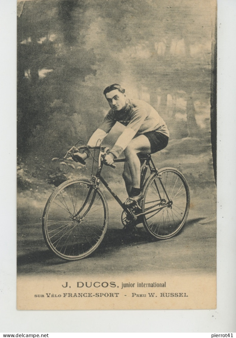 SPORT - CYCLISME - J. DUCOS , Junior International Sur Vélo FRANCE SPORT - Pneu W. RUSSEL - Ciclismo