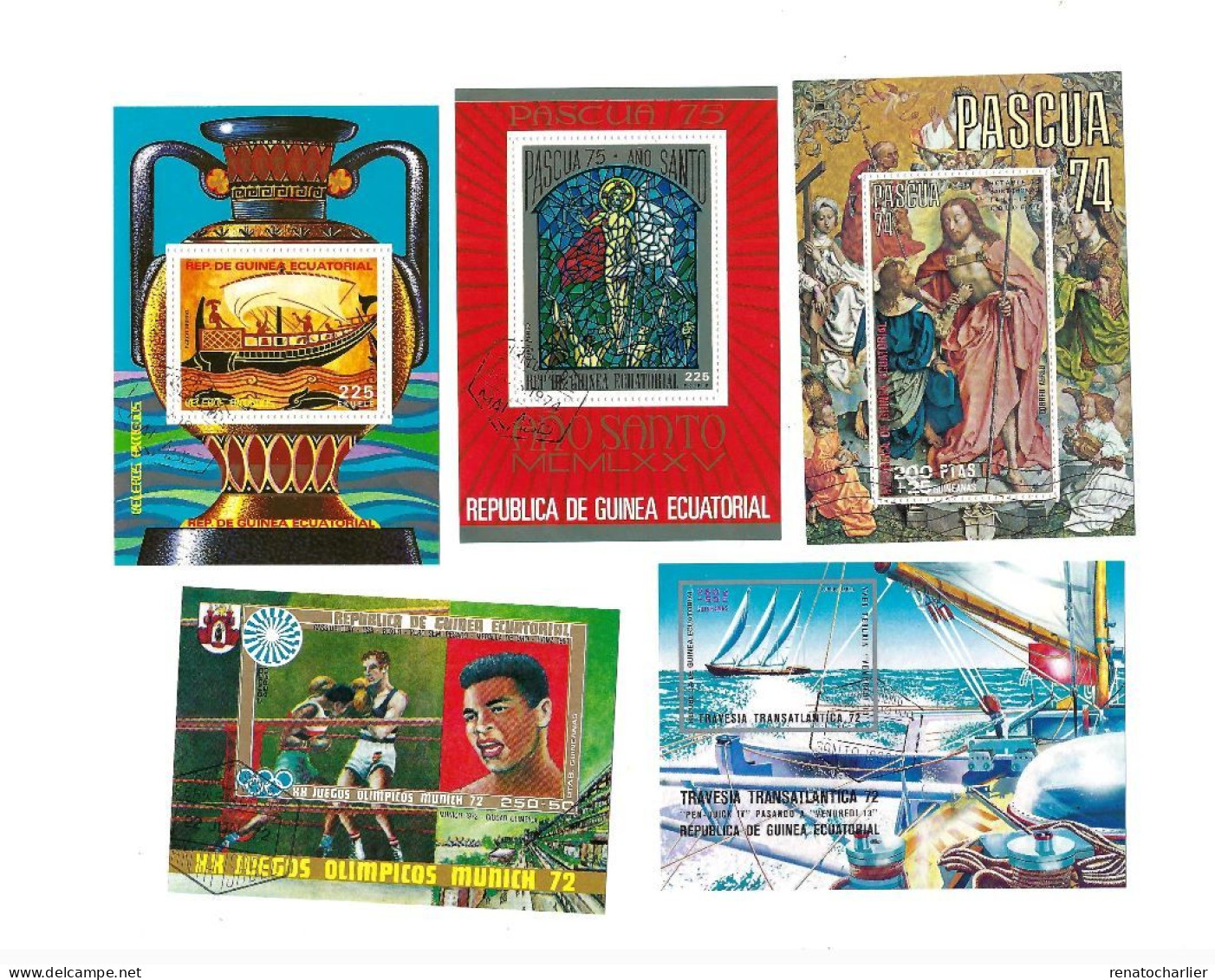 Collection De 12 BF  Oblitérés.( Boxe,peinture,voilier,Pâques,football) - Equatorial Guinea