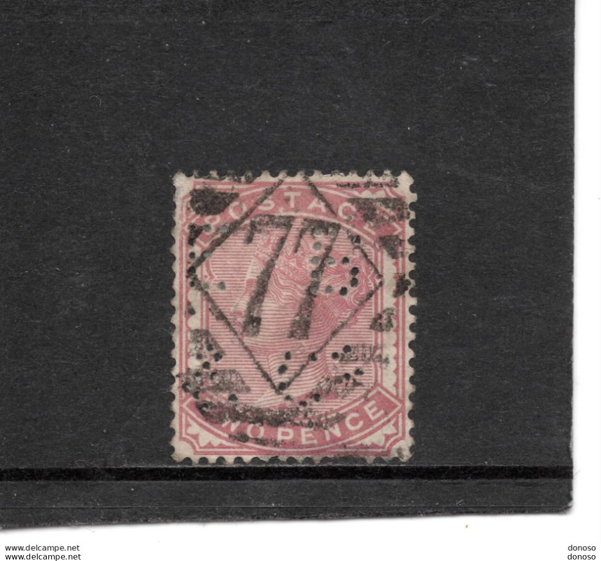 GB 1880 VICTORIA Yvert 70 Oblitéré, Cachet 77, Perforé, Perfin Cote : 110 Euros - Perforés